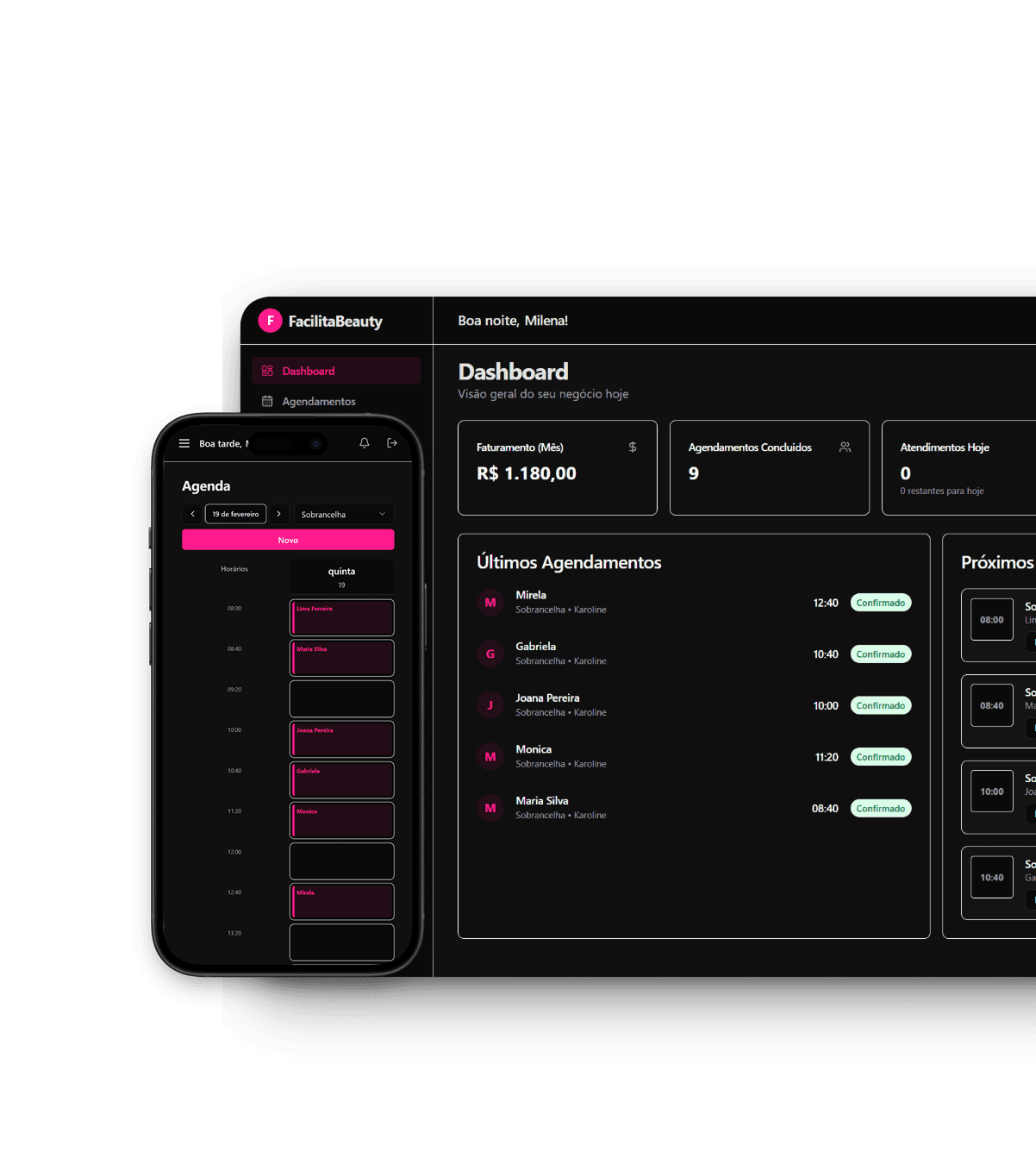 FacilitaBeauty Dashboard Mockup