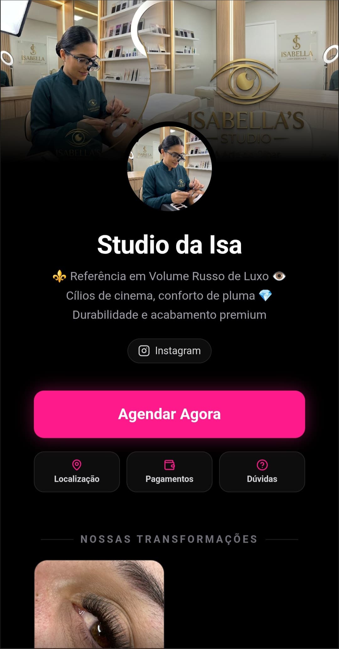 Página de agendamento profissional